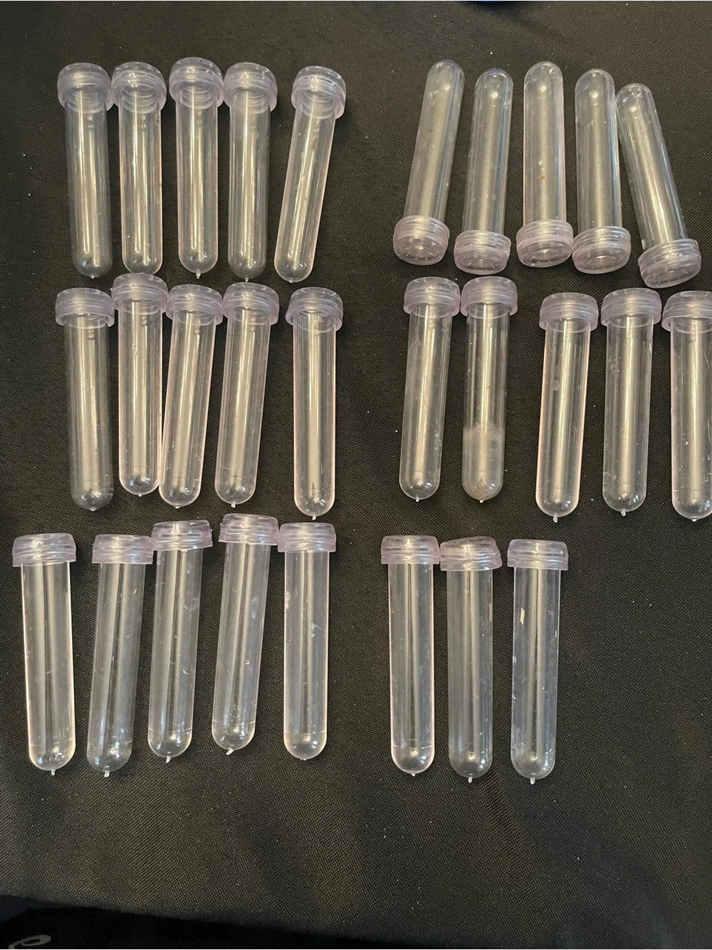 28 Clear Plastic Rose Flower Tube Vase w Snap Caps keeps flowers safe with water